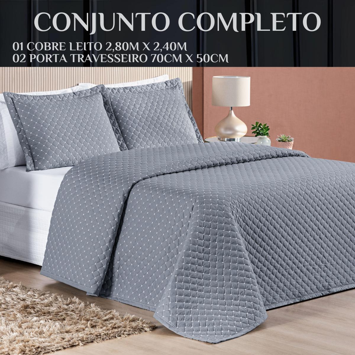 Conjunto Cama King Size Colcha Melody 200 Fios Bordada
