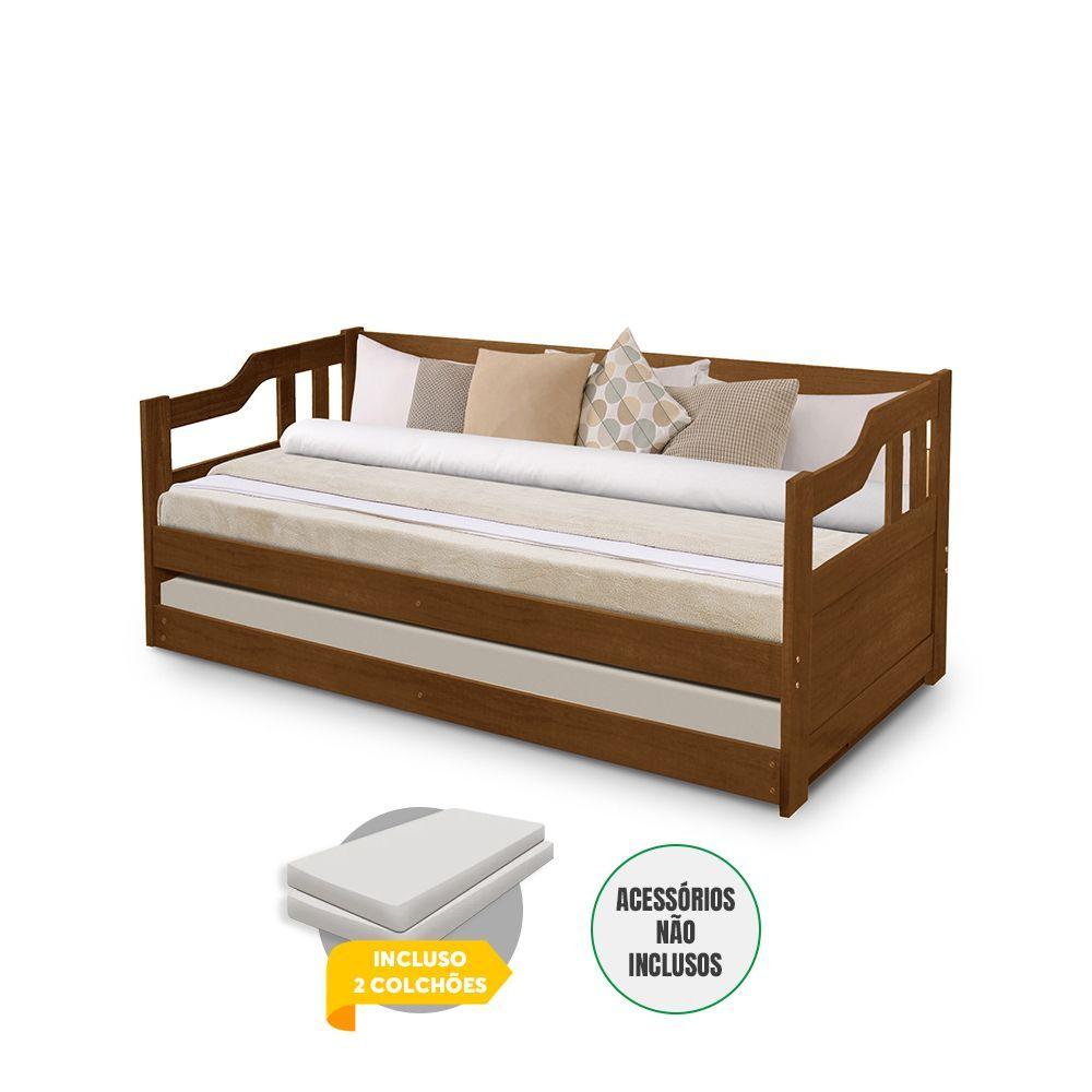 Miniatura Sofá Cama Solteiro Com Cama Auxiliar Com 2 Colchões Atraente - Castanho - Marrom