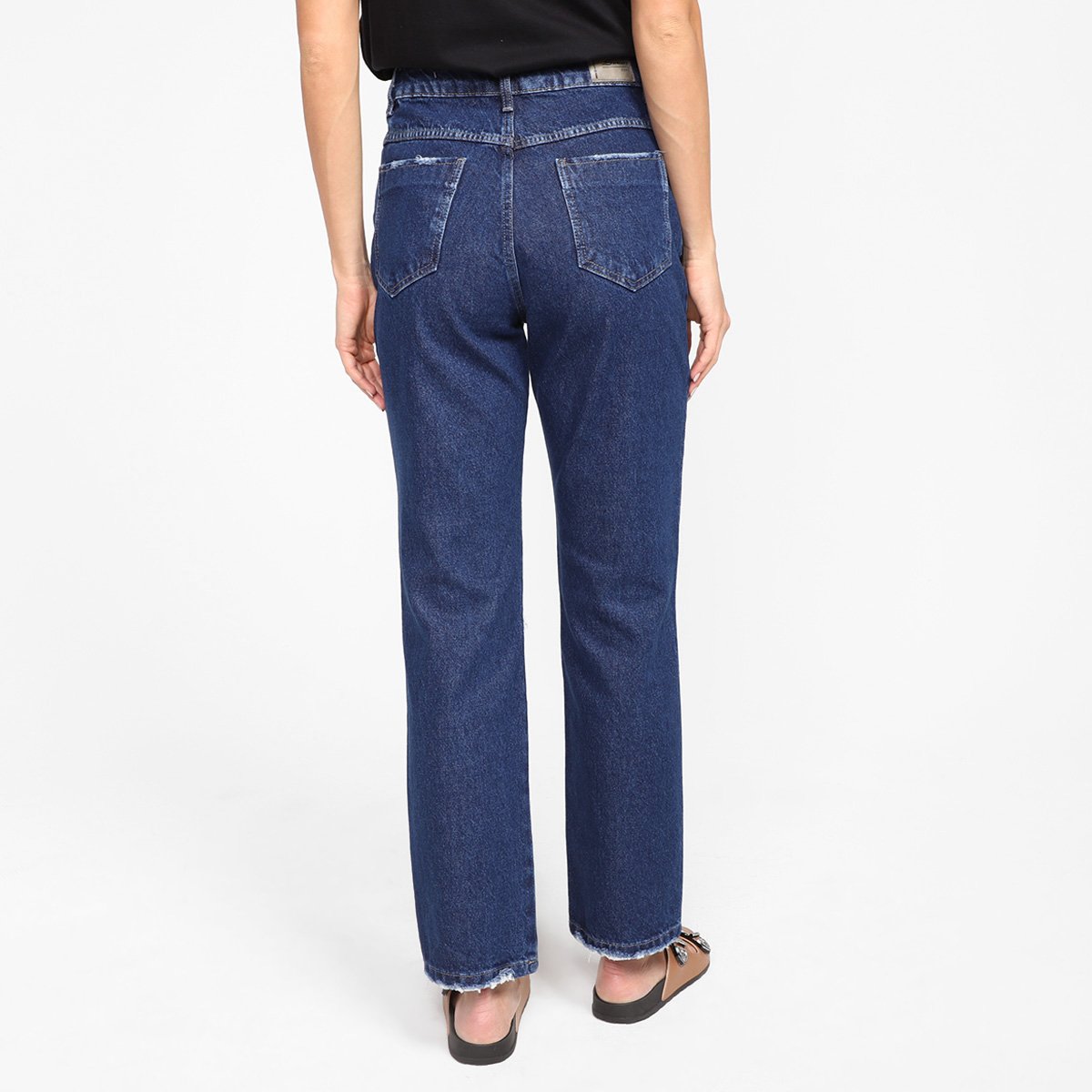 Miniatura Calça Jeans Reta Sawary Rasgos Joelho Feminina Azul - 34