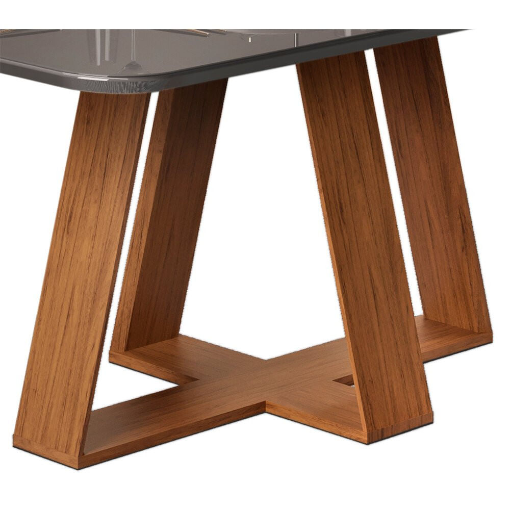 Miniatura Conjunto Mesa Retangular Celeste com 6 Cadeiras Júlia DJ Móveis Freijo/Cinza