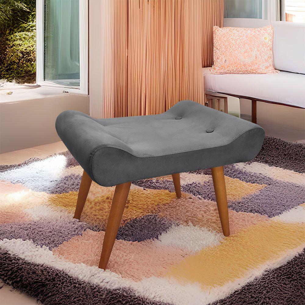 Puff Deativo Lara Veludo Chumbo