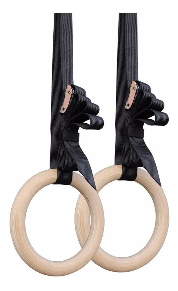 Miniatura Argola Olimpica Ginástica Em Madeira Suspensão Par Odin Fit