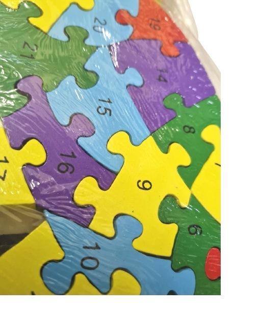 Miniatura Quebra Cabeça Colorido No Formato De Dog Em Madeira 26Pçs