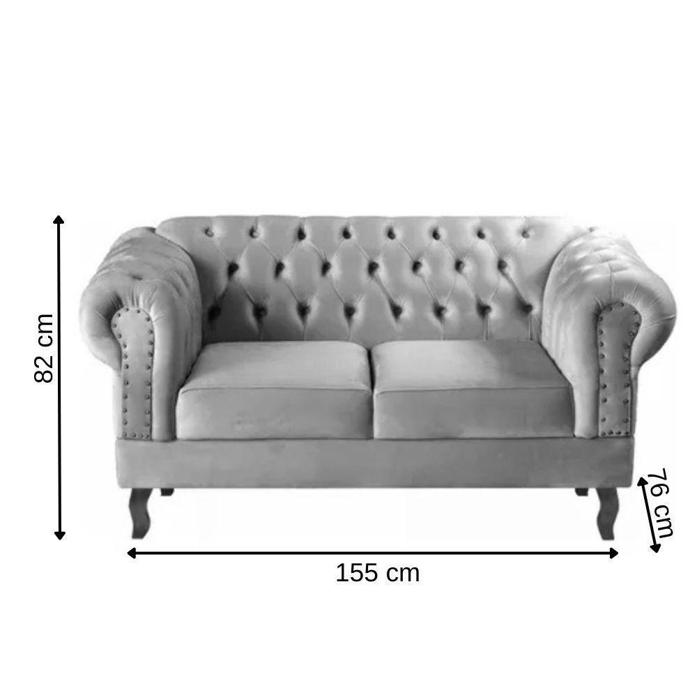 Miniatura Sofá Chesterfield 2 Lugares Dom Pedro Vintage Retrô Capitonê Suede Bordô