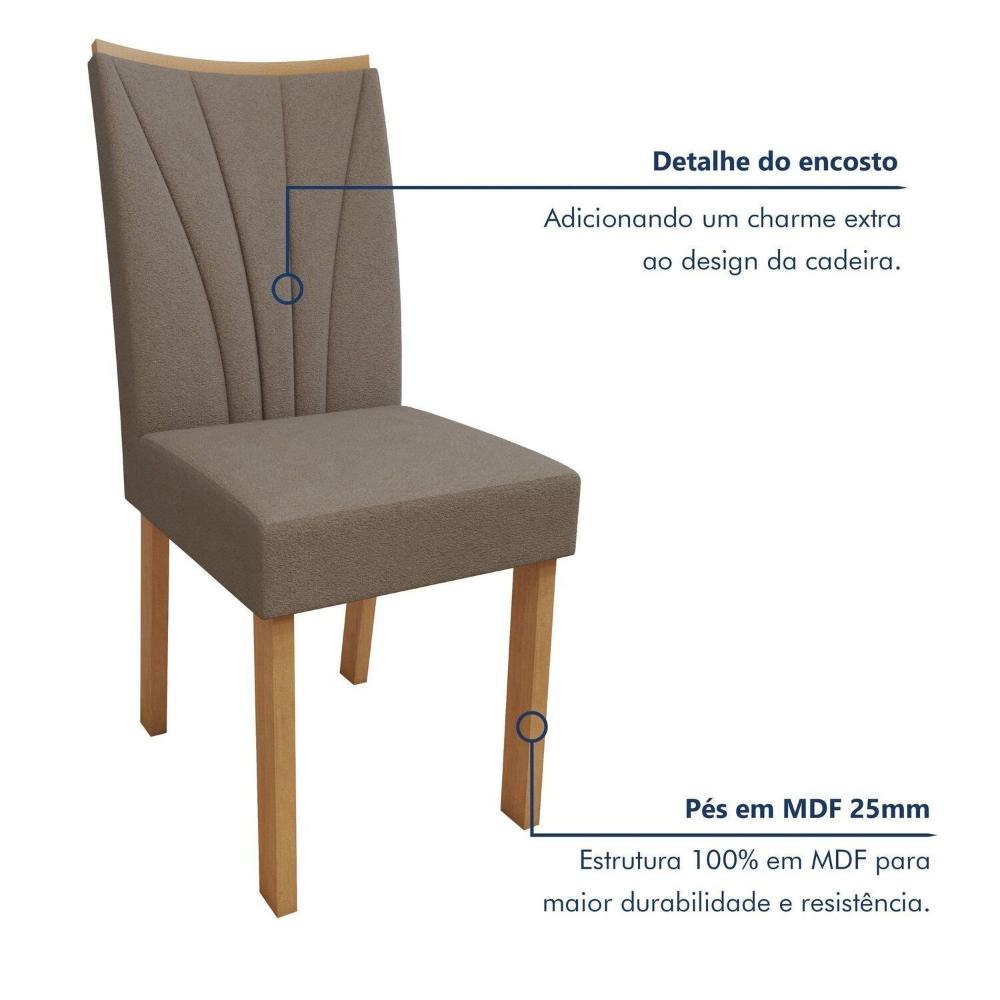 Conjunto Luar 170 Tampo no Glass com 6 Cadeiras Apogeu Amêndoa Clean/Bege