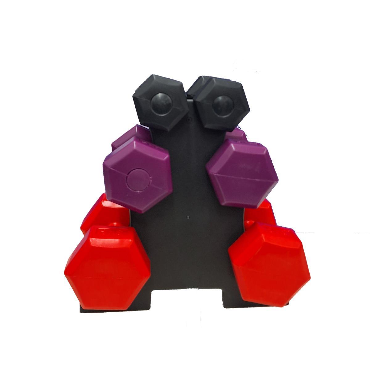 Kit Halteres Plástico 1Kg A 3Kg Suporte Musculação Academia