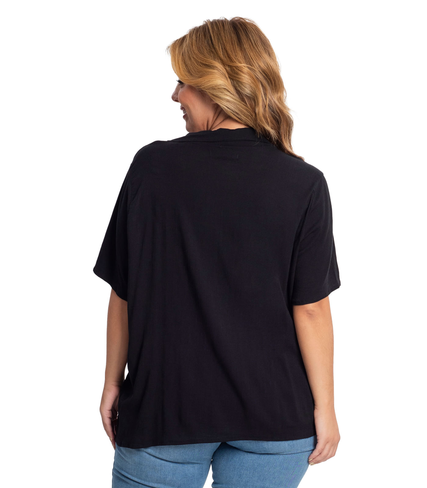 Miniatura Camisa Feminina Plus Size Secret Glam Preto Plus G1