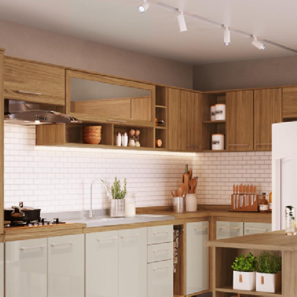 Miniatura Armário Aéreo Canto Reto 1 Porta com Nicho Gaia Decibal Móveis Naturalle