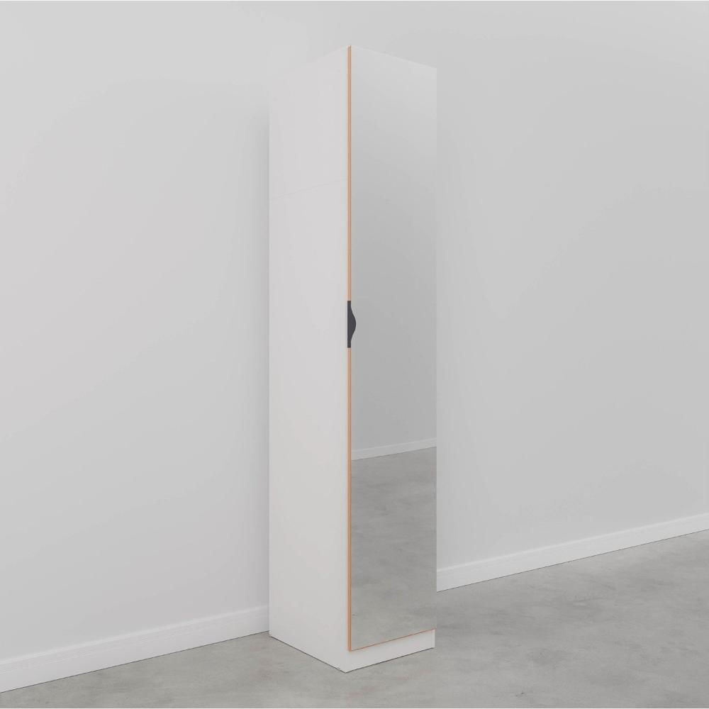 Miniatura Guarda Roupa Hera 1 Porta com Espelho 6 Prateleiras CabeCasa MadeiraMadeira Louro/Branco Geada