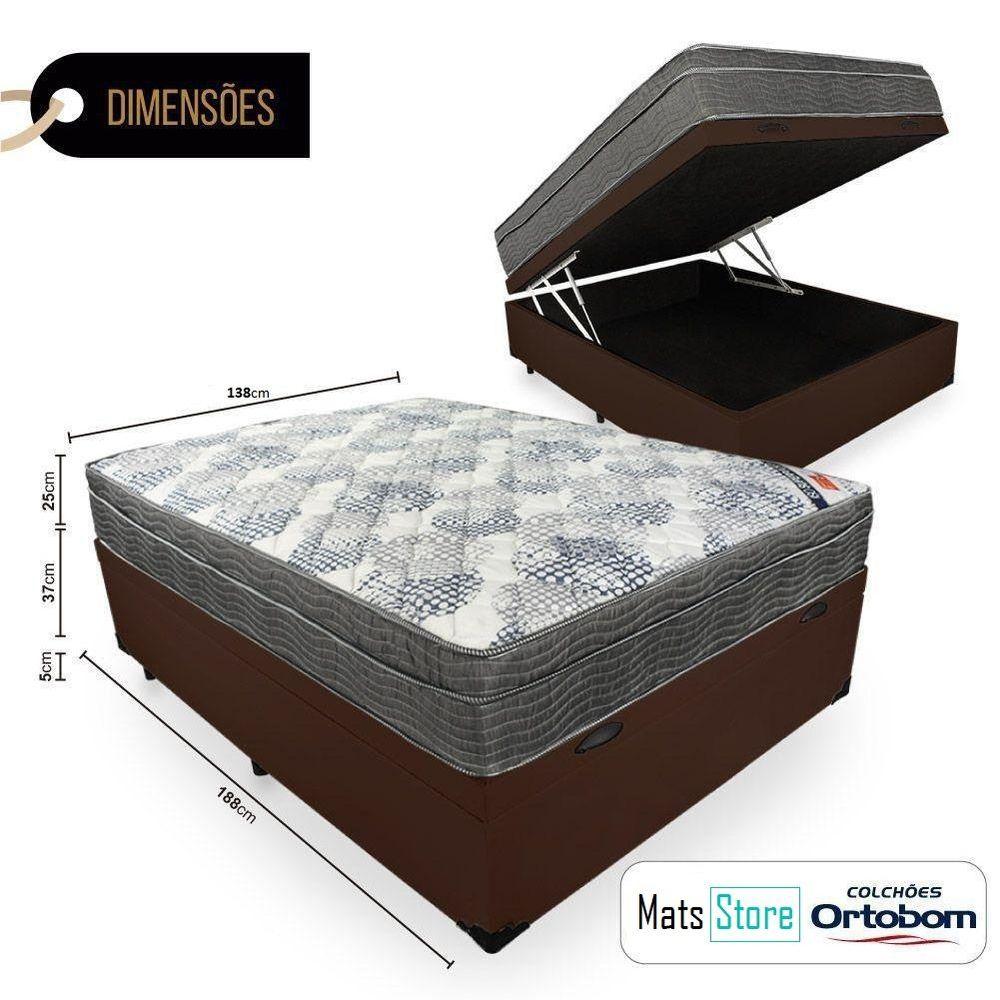 Miniatura Cama Box Com Baú Casal + Colchão De Molas Ensacadas Marrom