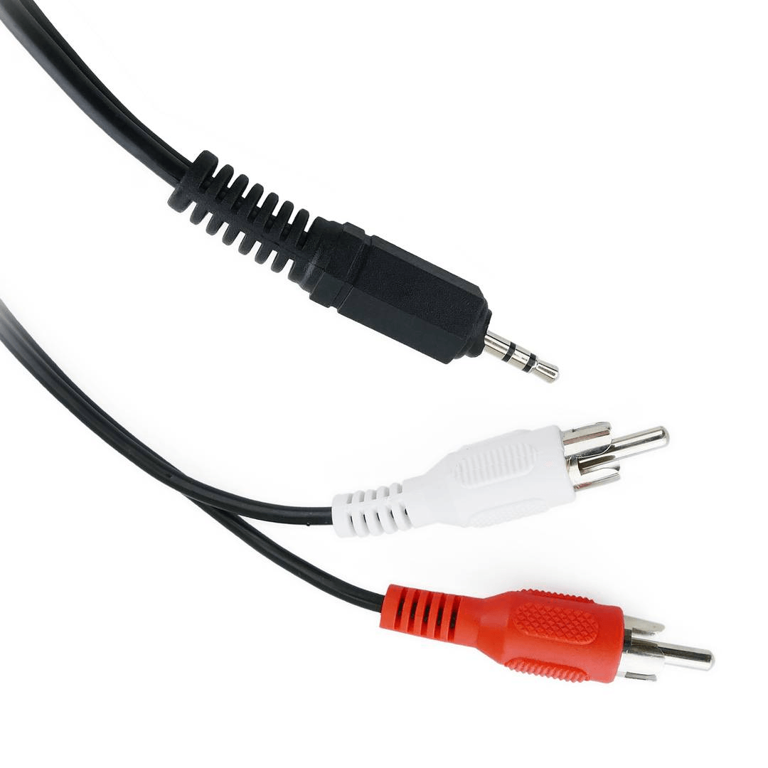 Miniatura Cabo de Áudio Auxiliar 2 RCA x TRS 2.5mm Estéreo 1.2 Metros