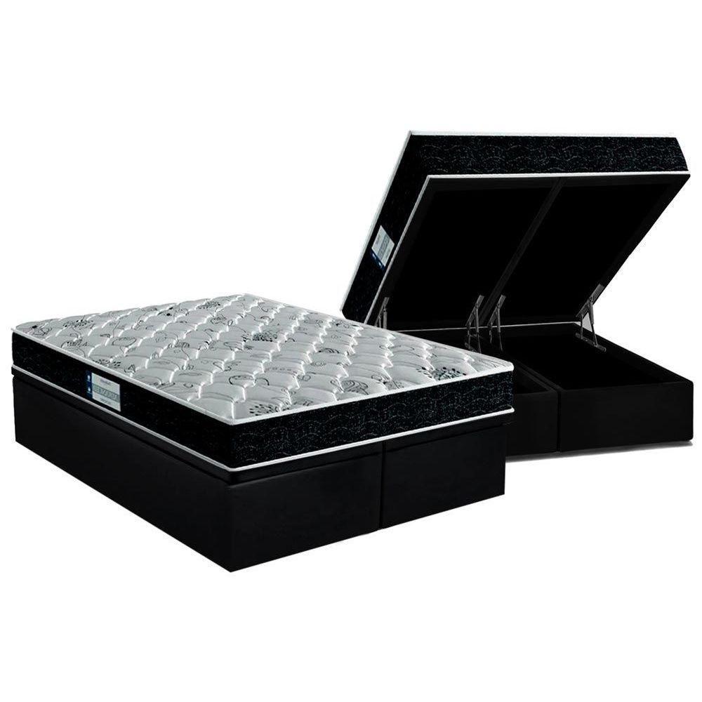 Miniatura Cama Box Baú Queen Colchão Ortopédico Probel D45/Ep Advanced Tech2000+Base Black(158X198)