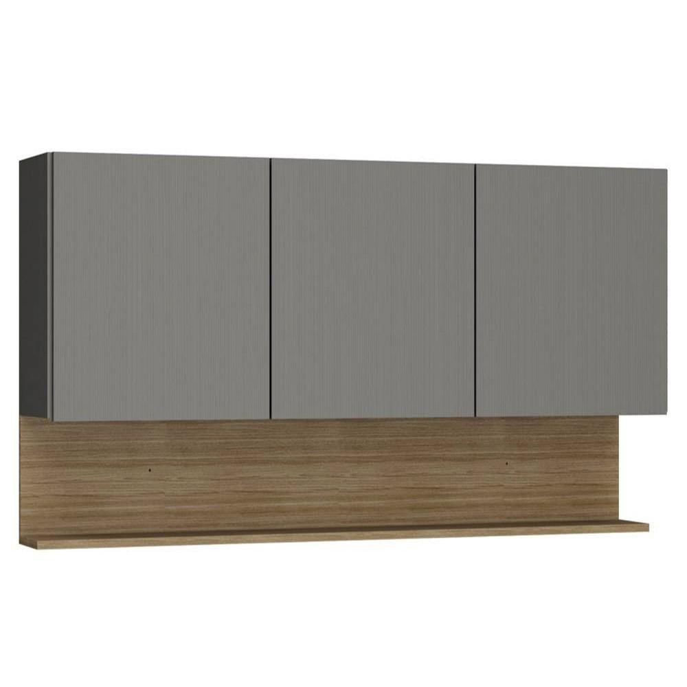 Miniatura Armário Aéreo 120cm 3 Portas Lina K02 Gris-freijó - Mpozenato