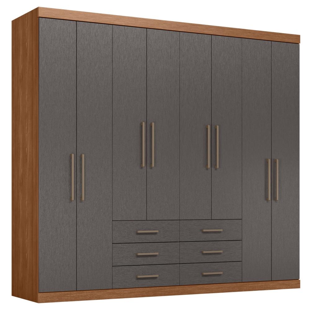 Miniatura Guarda Roupa Casal 8 Portas 6 Gavetas Master Grafite/Jatobá