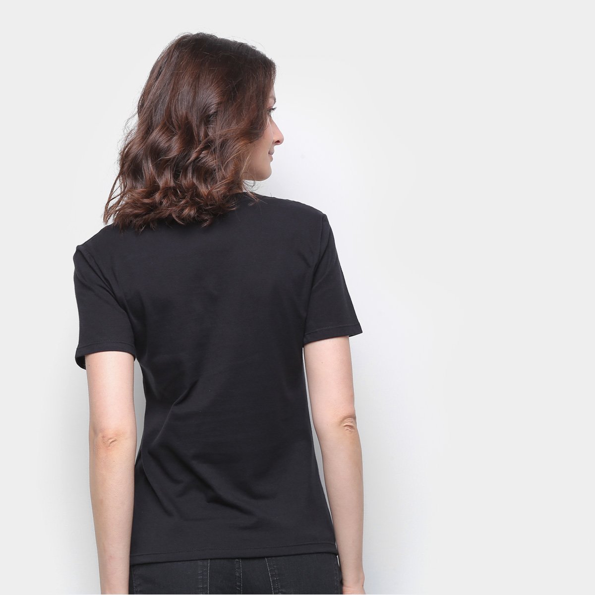 Miniatura Blusa Hering Básica Gola V Feminina Preto - EEG