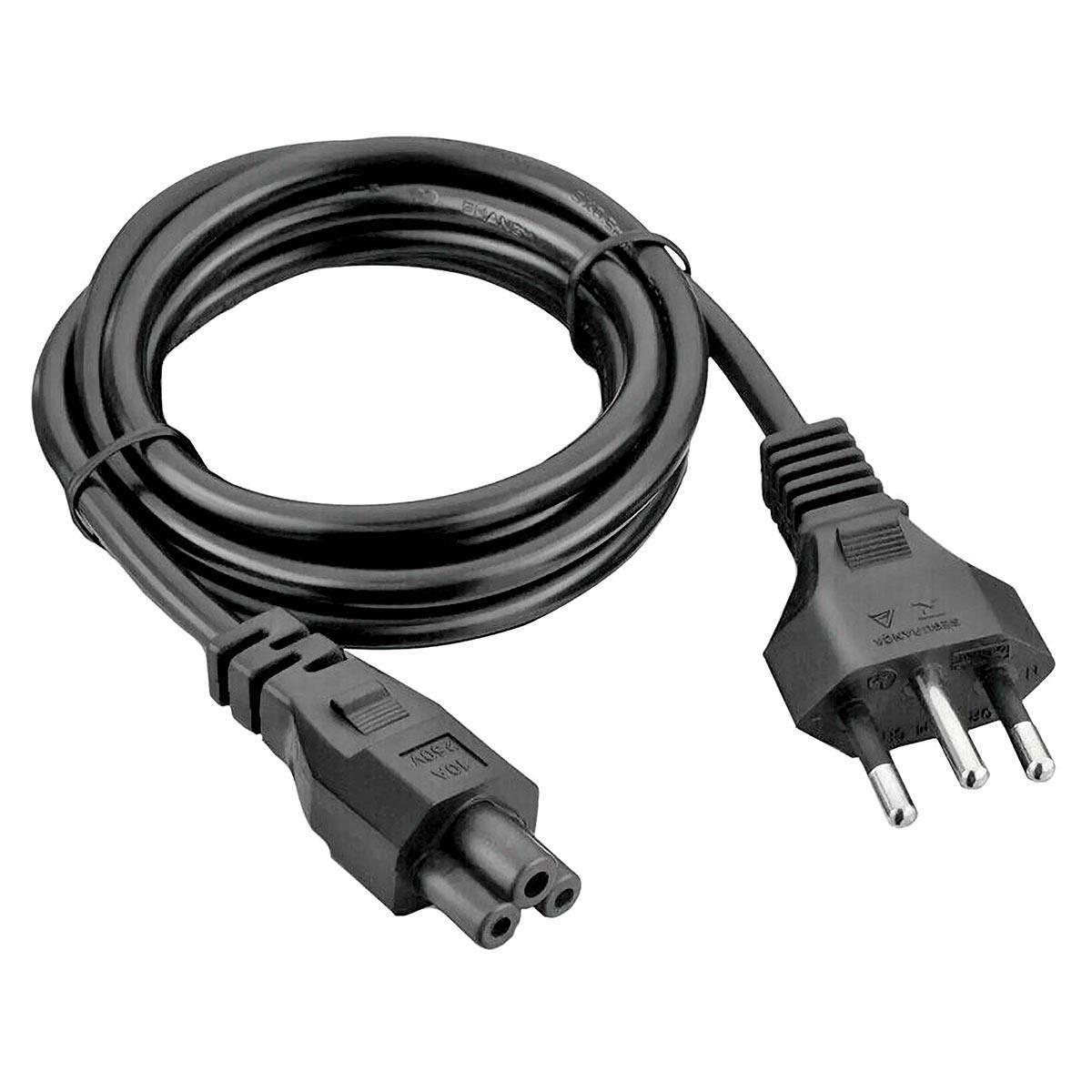 Miniatura Cabo Força Energia Tripolar 3 Pinos Tipo Fonte Notebook Tv