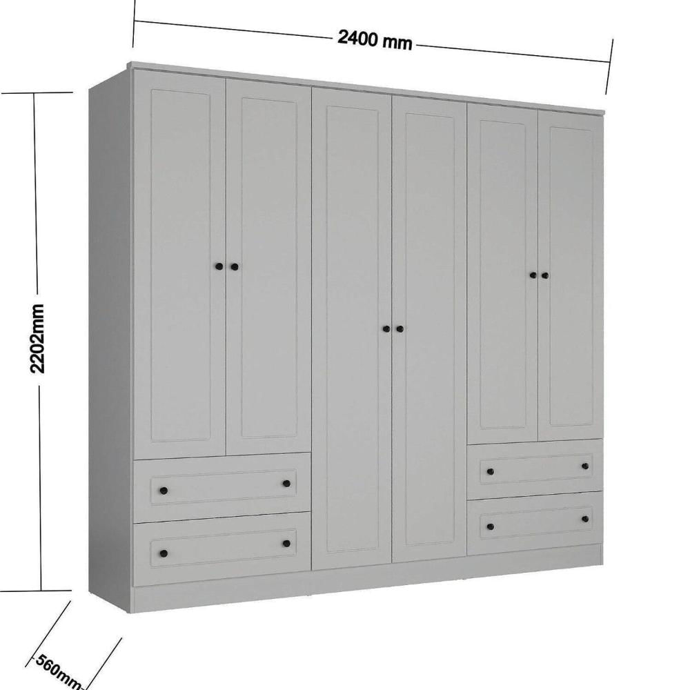 Miniatura Guarda-roupa Casal 6 Portas 4 Gavetas Fort Branco
