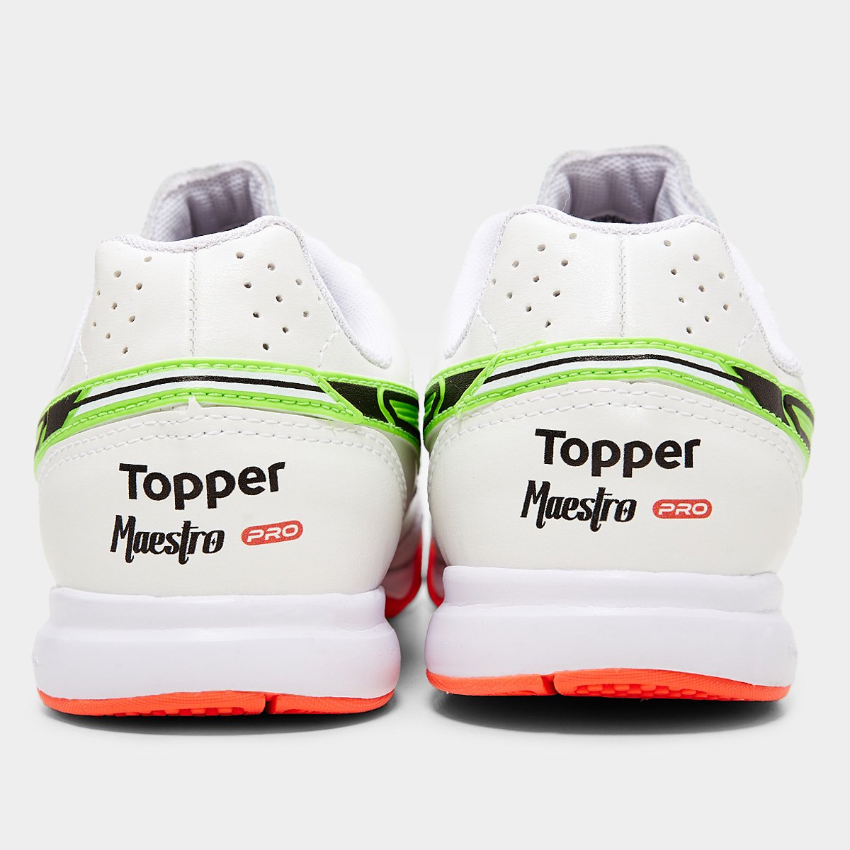 Miniatura Chuteira Futsal Topper Maestro PRO V Unissex Branco+Verde - 37