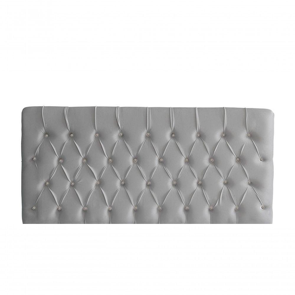 Miniatura Kit Estrela Cabeceira De Cama Painel E Calçadeira Baú Botão Cristal Queen 160 Cm Suede Prata Eli Móveis E Decoração