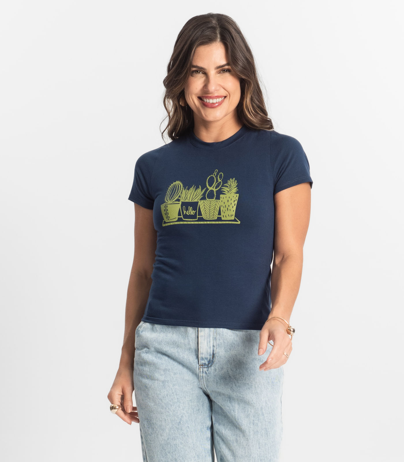 Miniatura Blusa T-Shirt Feminina Estampada Select Azul P