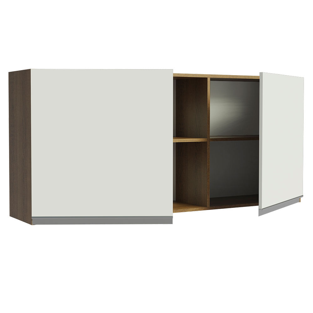 Miniatura Armário Aéreo Madesa Glamy 150 cm 2 Portas e 2 Nichos Rustic/Branco Cor:Rustic Branco