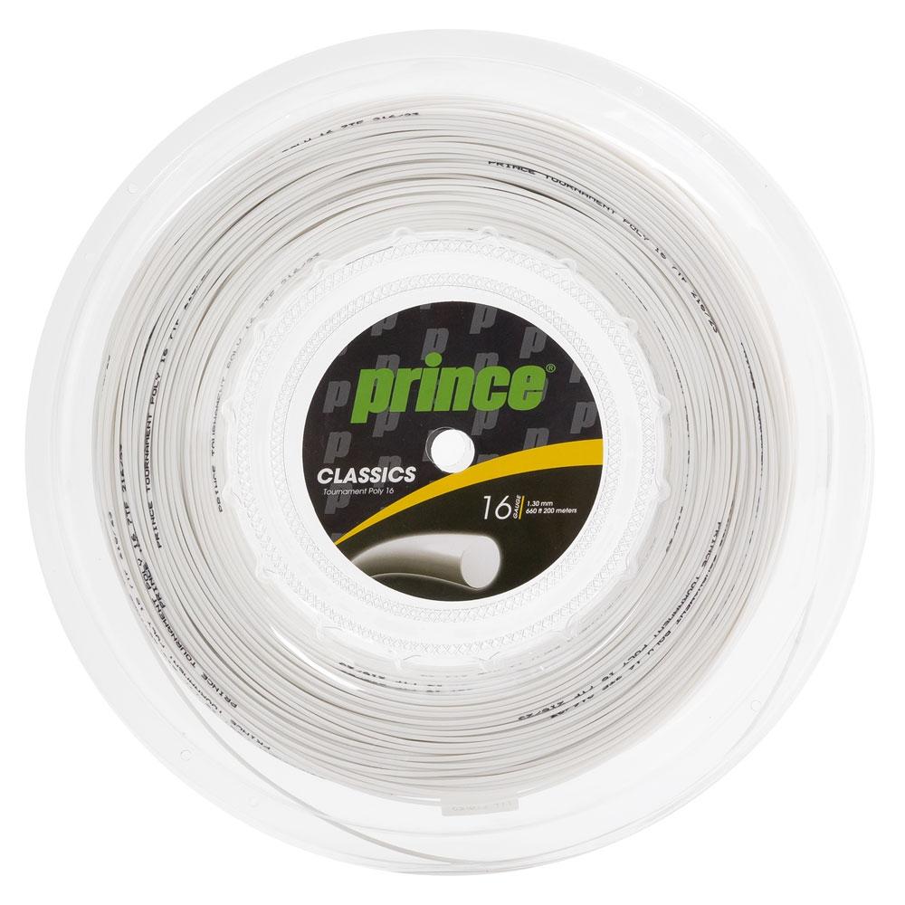 Miniatura Corda Prince Tournament Poly 16L 1.30mm Branca - Rolo com 200 metros