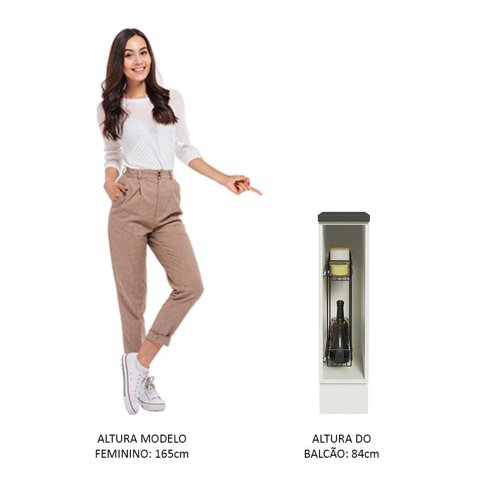 Miniatura Balcão Porta-Temperos Armário de Cozinha 100% MDF 20 cm (Com Tampo) Branco Acordes Madesa Branco