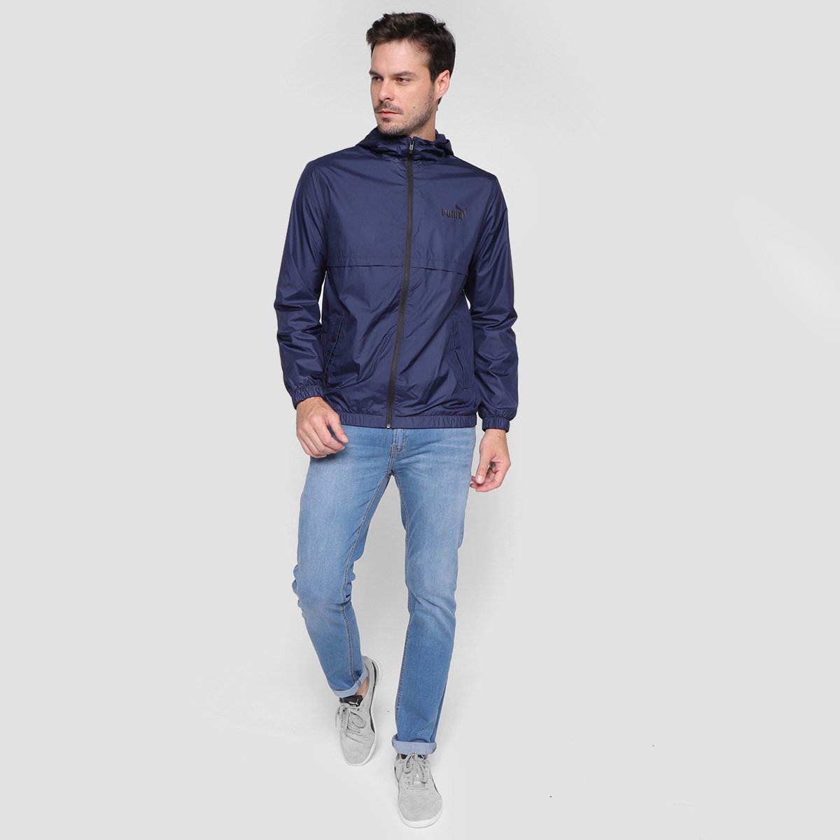 Miniatura Jaqueta Corta Vento Puma Essentials Solid Masculina Azul Escuro - G