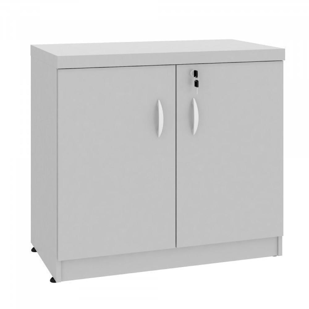 Armário para Escritório Alto 2 Portas e Armário Baixo 2 Portas com Chave Espresso Móveis Cinza Cristal