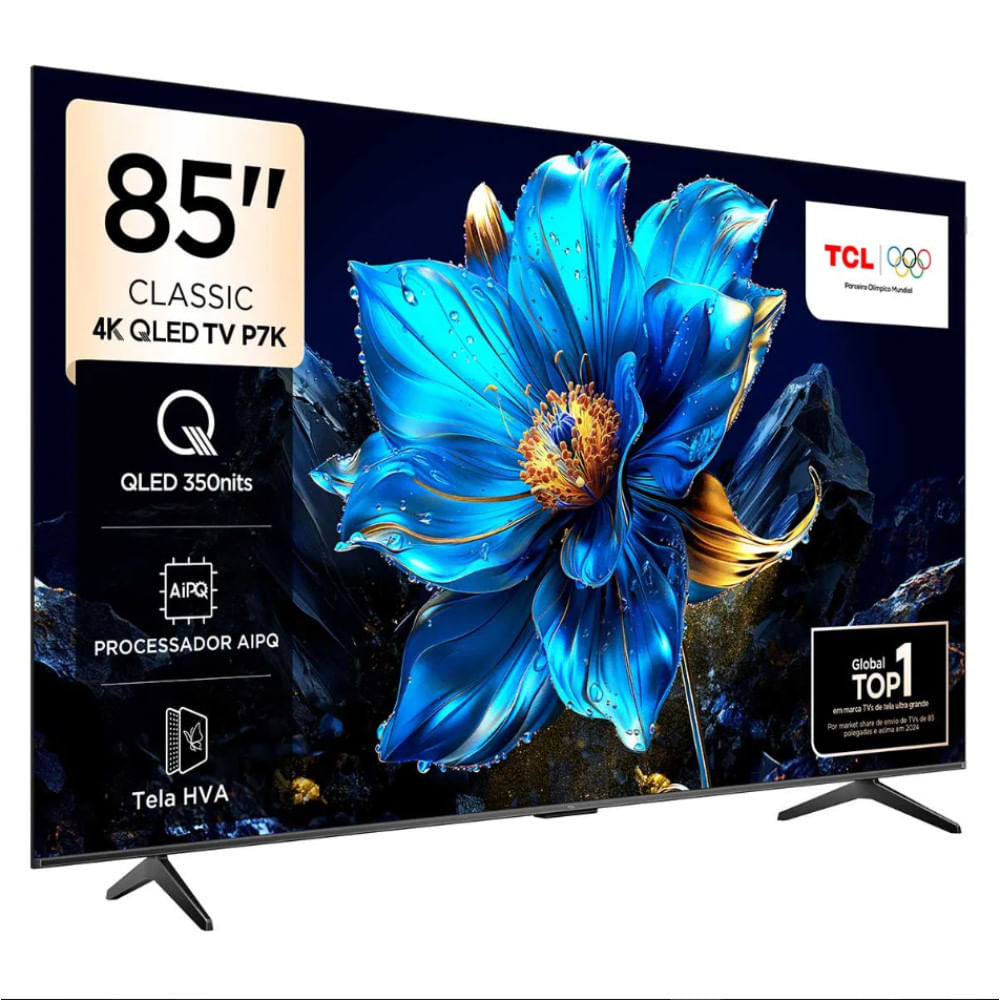 Miniatura Smart TV TCL 85 Polegadas 85P7K 4K UHD QLED Google Tv Preto - Bivolt