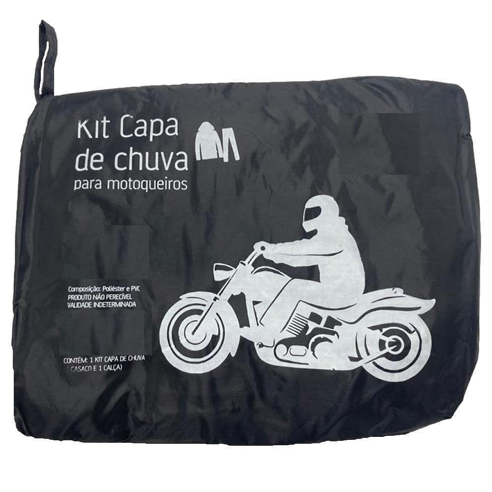 Conjunto Capa De Chuva Motoqueiro Com Faixa Luminosa E Capuz
