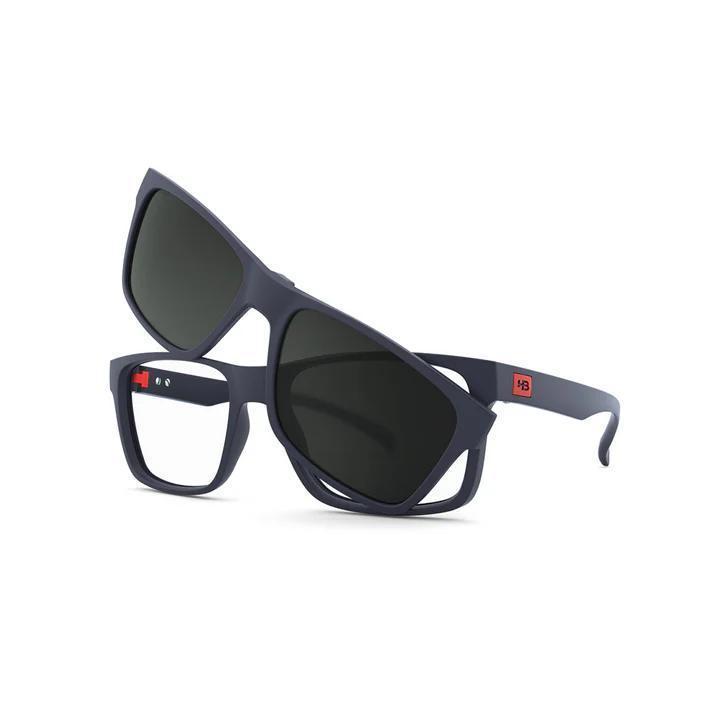 Miniatura Óculos De Grau Hb Switch 0339 Clip On Matte Navy/ Gray Polar