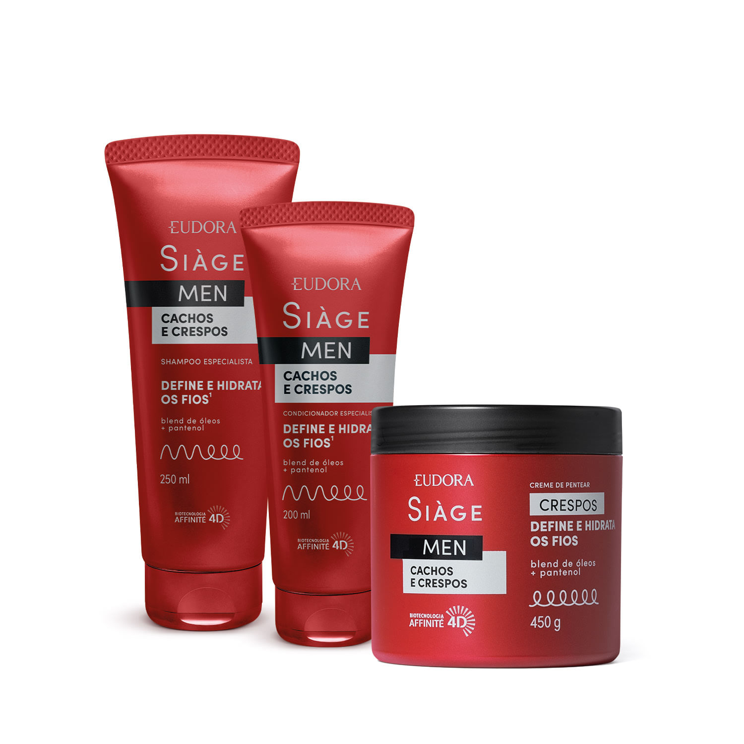 Miniatura Combo Siàge Men: Condicionador Cachos e Crespos 200ml + Shampoo Cachos e Crespos 250ml + Creme para Pentear Crespos 450g