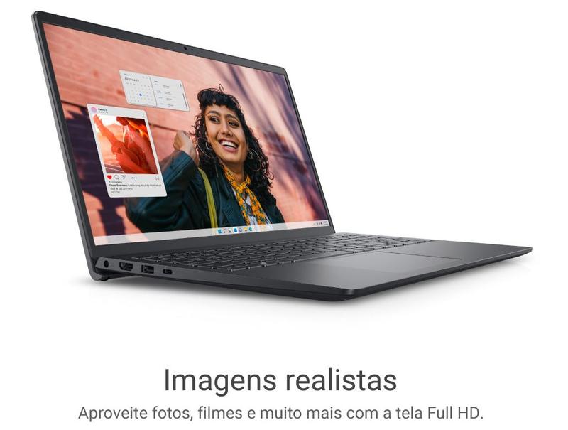 Notebook Dell Inspiron 15 I15-I3100-A15P Intel Core 3 8GB RAM 512GB SSD 15,6" Full HD Windows 11 I15-I3100-A15P Preto