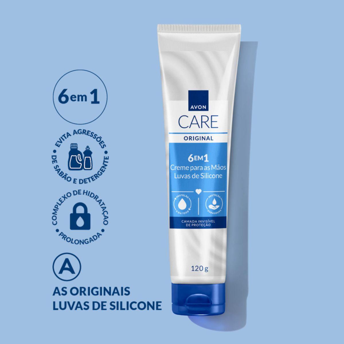 Miniatura Creme Para As Mãos Luva De Silicone 6 Em 1 Avon Care 120G
