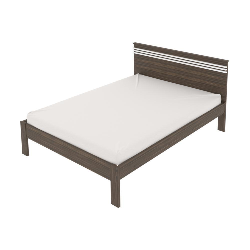 Miniatura Cama De Casal Para Colchão 138 X 188 Cm Cr35013 Nogal/Branca