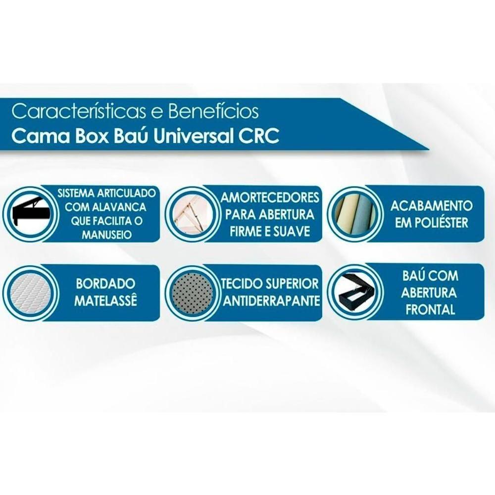 Miniatura Cama Box Baú King: Colchão Molas Anjos Superlastic Classic + Base Crc Suede Black(193x203)