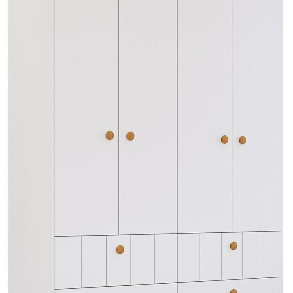 Conjunto Quarto de Bebê 1 Berço 1 Cômoda 6 Gavetas 1 Guarda Roupas 4 Portas 4 Gavetas Chantilly Branco/Nature