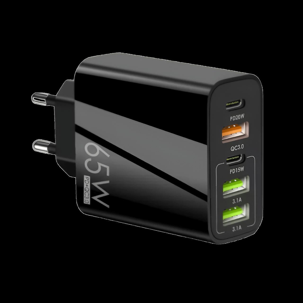 Miniatura Carregador Turbo Pd 65W 5 Em 1 Fast Charge 3X Usb-A 2X Usb-C