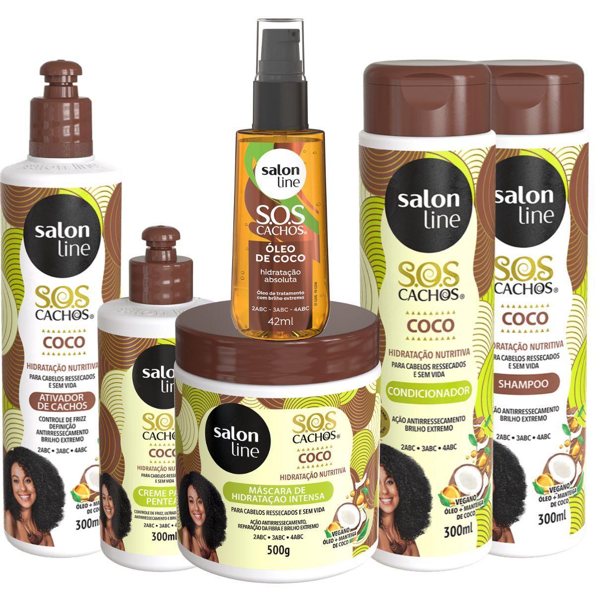 Miniatura Kit Salon Line Sos Cachos Coco Hidratação Sos Oleo De Coco
