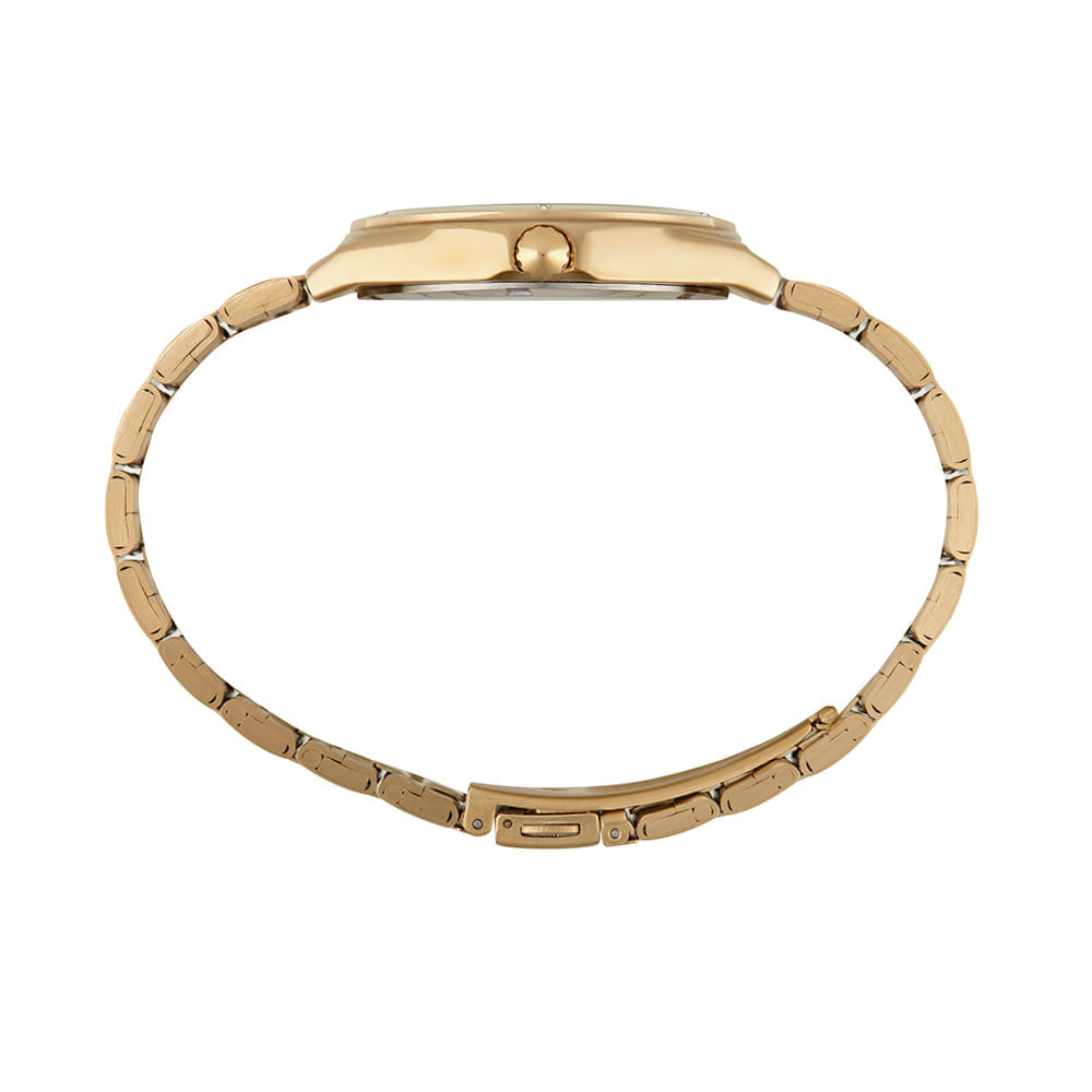 Kit Relógio Feminino Glitter Dourado Com Colar Cristais