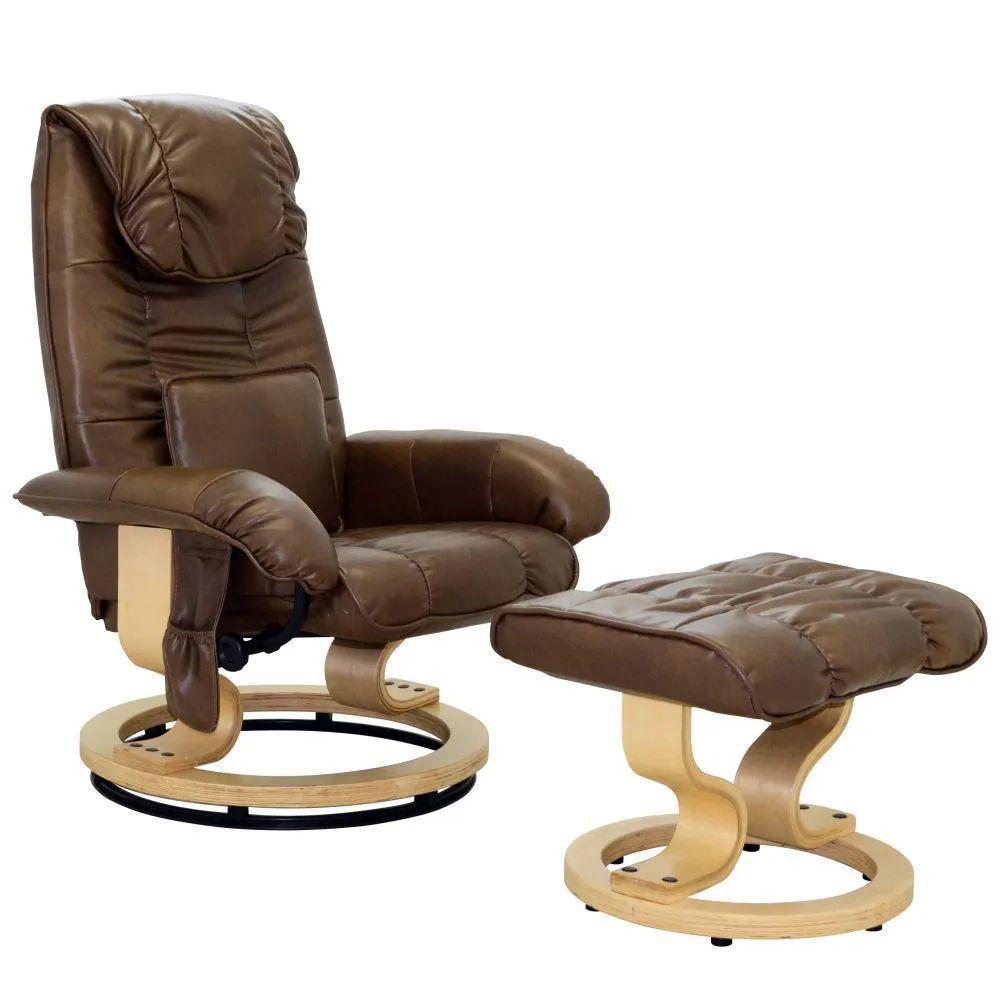 Miniatura Poltrona Do Papai Massageadora Elétrica Com Puff Louis R02 Pu Marrom - Mpozenato