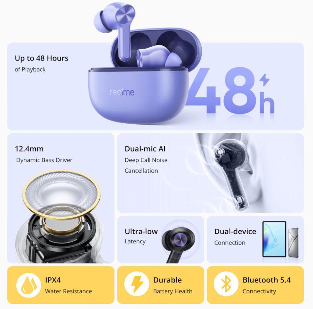 Miniatura Fone Ouvido Realme Buds T200 Lite Blueth 5.4 Modo Gamer T