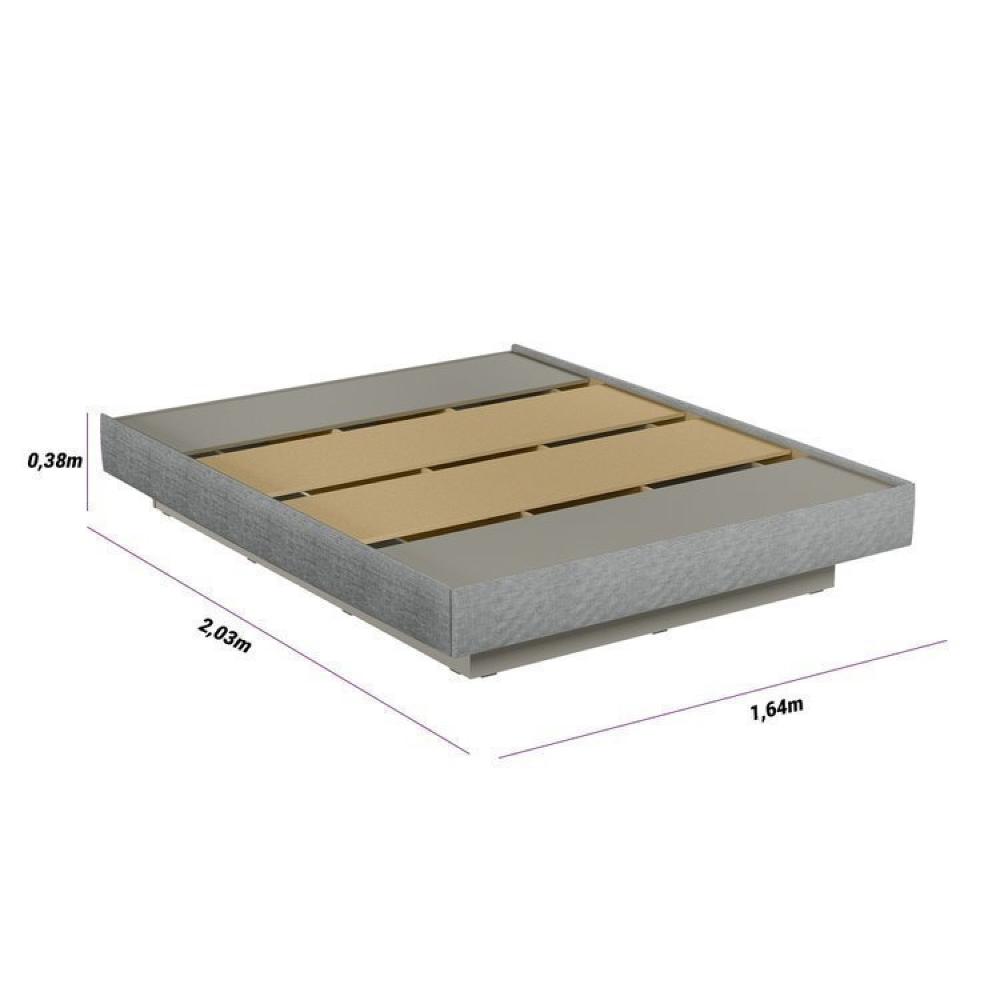 Conjunto Cama Queen Bristol, Cabeceira e 2 Mesas de Cabeceira Buzios Carvalho/Cinza