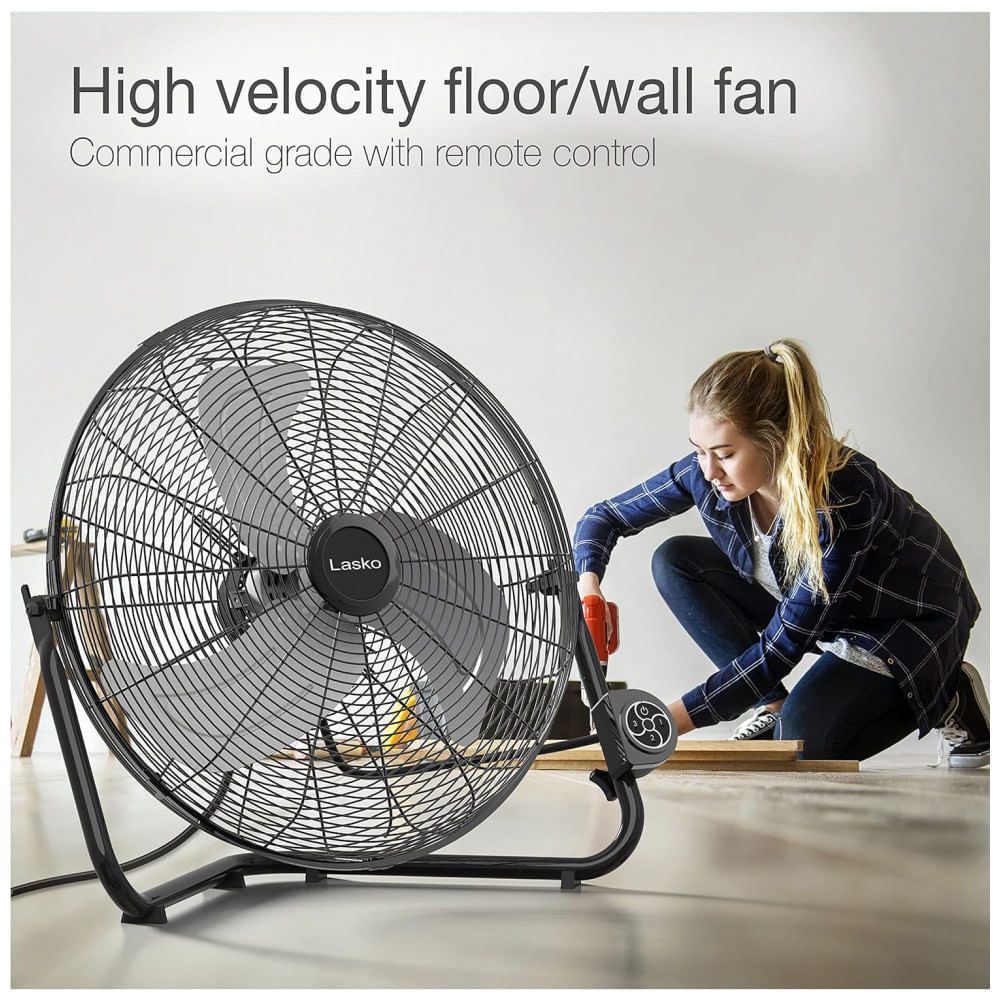 Miniatura Ventilador de Piso com QuickMount para Uso no Chão ou na Parede, 3 Velocidades e Controle Remoto, 110V, Lasko H20660, ...