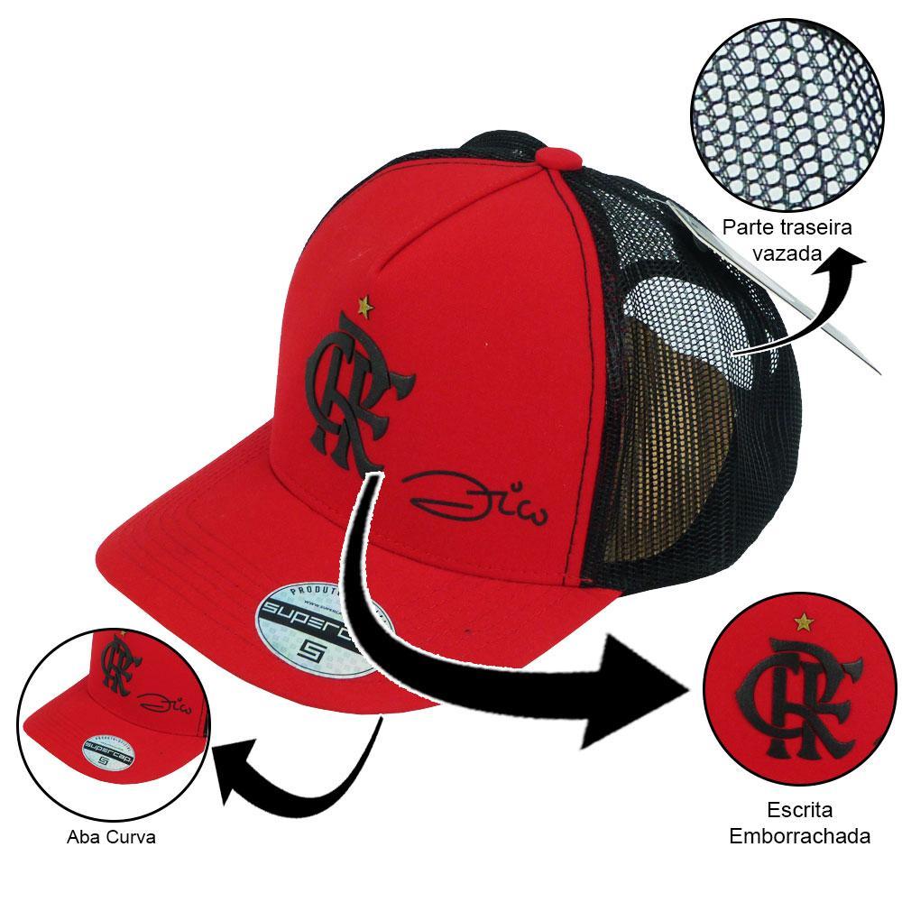 Miniatura Boné Flamengo Zico Escudo Emborrachado Vermelho - Licenciado