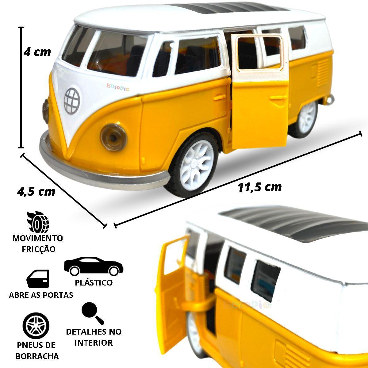 Miniatura Carrinho Miniatura Kombi De Plástico Rígido - Amarelo