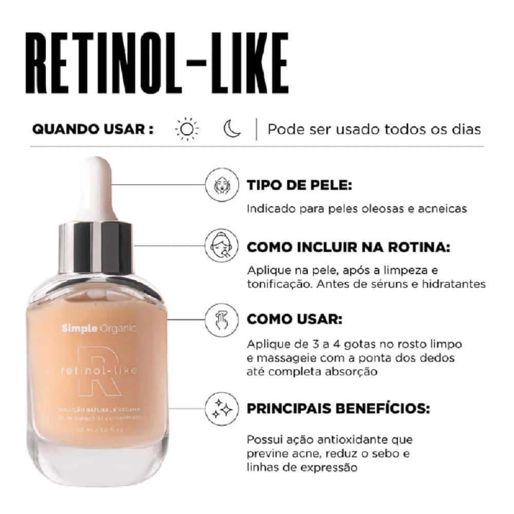 Miniatura Solução Retinol Like Simple Organic 30ml