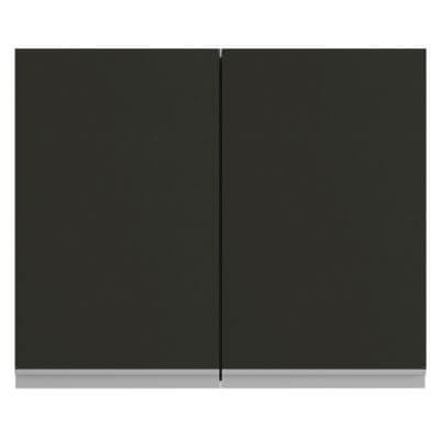 Miniatura Armário Aéreo Madesa Glamy 80 cm 2 Portas - Rustic/Preto Cor:Rustic/Preto