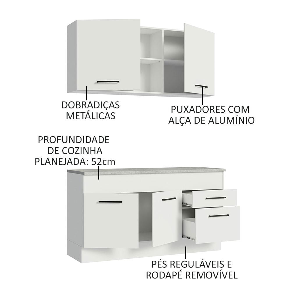 Armário de Cozinha Compacta 150cm Branco Agata Madesa 01 Branco